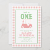 Hole in One Par T-shirt Meisjes 1e Verjaardagsuitn Kaart (Voorkant)