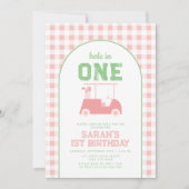 Hole in One Par T-shirt Meisjes 1e Verjaardagsuitn Kaart (Voorkant)