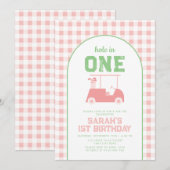 Hole in One Par T-shirt Meisjes 1e Verjaardagsuitn Kaart (Voorkant / Achterkant)