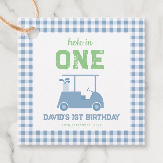 Hole in One Par Tee Boy 1st Birthday Bedankjes Labels (Voorkant)