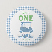 Hole in One Par Tee Boy 1st Birthday Ronde Button 7,6 Cm (Voorkant)