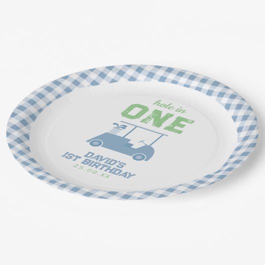 Hole in One Par Tee Boy Birthday Papieren Bordje (Gekanteld)