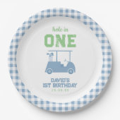 Hole in One Par Tee Boy Birthday Papieren Bordje (Voorkant)