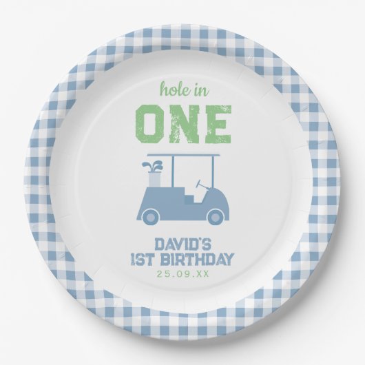 Hole in One Par Tee Boy Birthday Papieren Bordje (Voorkant)
