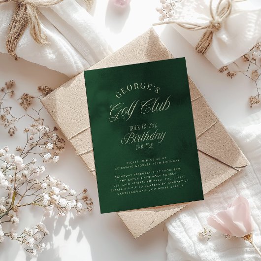 Hole-in-One Par-tee Elegant Golf Birthday party Kaart