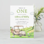 Hole In One Par-tee Golf Boy 1st Birthday Invitati Kaart (Staand voorkant)