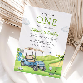 Hole In One Par-tee Golf Boy 1st Birthday Invitati Kaart