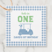 Hole in One Par Tee Jongen 1e Verjaardag Bedankjes Labels (Voorkant)