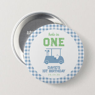 Hole in One Par Tee Jongen 1e Verjaardag Ronde Button 7,6 Cm