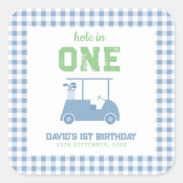 Hole in One Par Tee Jongen 1e Verjaardag Vierkante Sticker