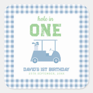 Hole in One Par Tee Jongen 1e Verjaardag Vierkante Sticker