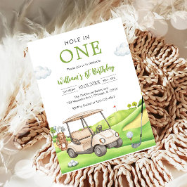 Hole In One Par-tij Golf Jongen 1e Verjaardagsuitn Kaart