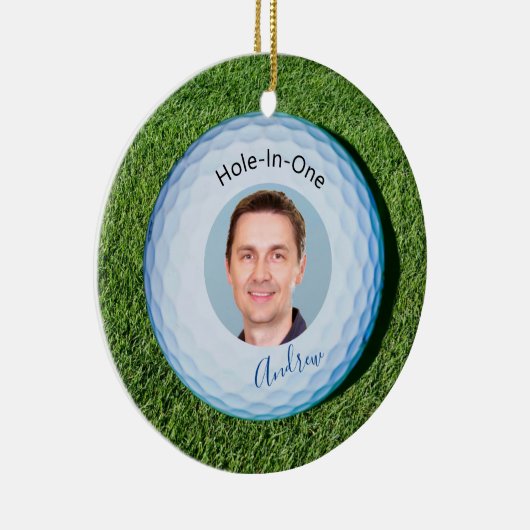 Hole in One Photo Signal Name Golf Ball Keramisch Ornament (Rechts)