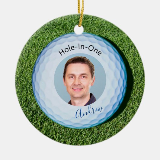 Hole in One Photo Signal Name Golf Ball Keramisch Ornament (Voorkant)