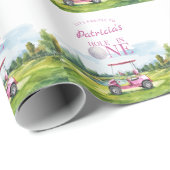 Hole In One Pink Golf 1st Birthday  Cadeaupapier (Rol Hoek)