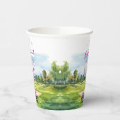 Hole In One Pink Golf 1st Birthday Papieren Bekers (Links)