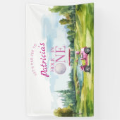 Hole In One Pink Golf 1st Birthday Spandoek (Verticaal)
