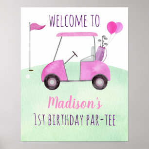Hole in One Pink Golf Birthday Par-t-shirt Welkom Poster