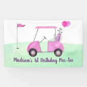 Hole in One Pink Golf First Birthday Par-t-shirt Spandoek (Horizontaal)