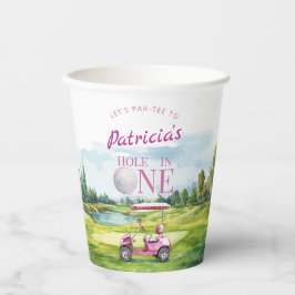Hole In One Roze Golf 1e Verjaardag Papieren Bekers