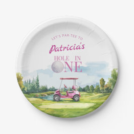 Hole In One Roze Golf 1e Verjaardag Papieren Bordje