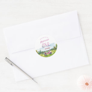 Hole In One Roze Golf 1e Verjaardag Ronde Sticker