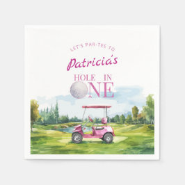 Hole In One Roze Golf 1e Verjaardag Servet