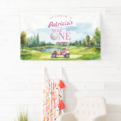 Hole In One Roze Golf 1e Verjaardag Spandoek (Insitu)