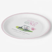 Hole-in-One Roze Golfkar Verjaardagspapier Borden Papieren Bordje (Gekanteld)