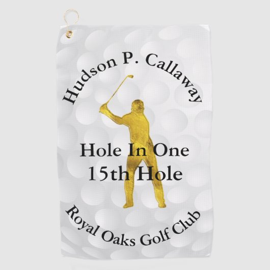 Hole in One Stats golf Towel Golfhanddoek (Voorkant)
