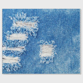 Hole op Denim Jeans. Ripped Destroyed Torn Blue je Cadeaupapier (Vlak)