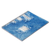 Hole op Denim Jeans. Ripped Destroyed Torn Blue je Notitieboek (Linkerzijde)