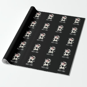 Holey Koe Funny Animal Pun Dark BG Cadeaupapier