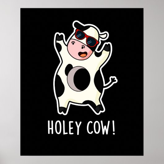 Holey Koe Funny Animal Pun Dark BG Poster (Voorkant)