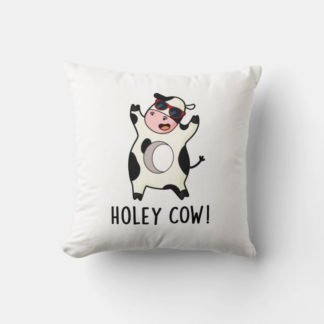 Holey Koe Funny Animal Pun Kussen (Voorkant)