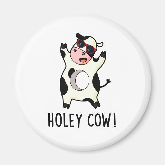 Holey Koe Funny Animal Pun Magneet (Voorkant)
