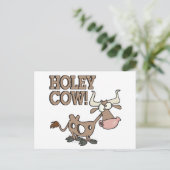 Holey koe Grappig Holy koe Pun cartoon Briefkaart (Staand voorkant)