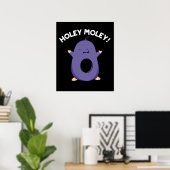 Holey Moley Funny Mole Pun Dark BG Poster (Thuiskantoor)