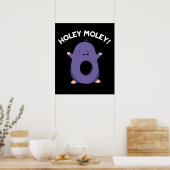 Holey Moley Funny Mole Pun Dark BG Poster (Keuken)