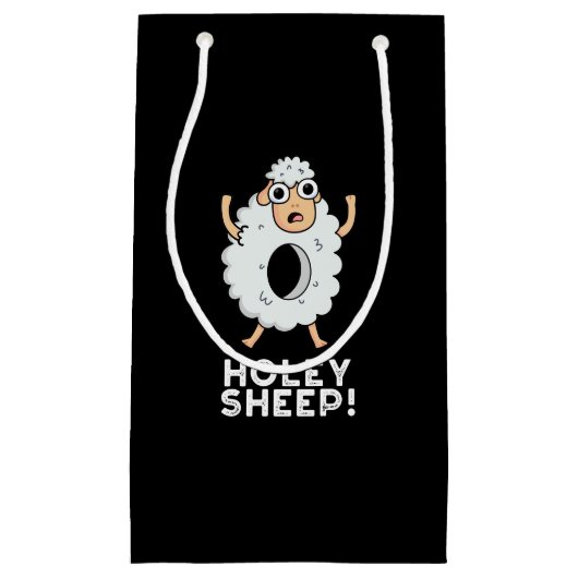 Holey Sheep Funny Animal Pun Dark BG Klein Cadeauzakje (Voorkant)