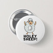 Holey Sheep Funny Animal Pun Ronde Button 5,7 Cm (Voorkant /achterkant)