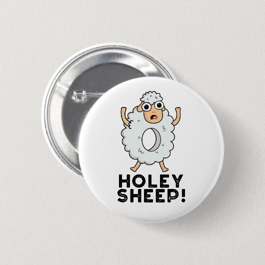 Holey Sheep Funny Animal Pun Ronde Button 5,7 Cm (Voorkant /achterkant)