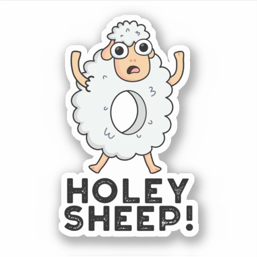 Holey Sheep Funny Animal Pun Sticker (Voorkant)