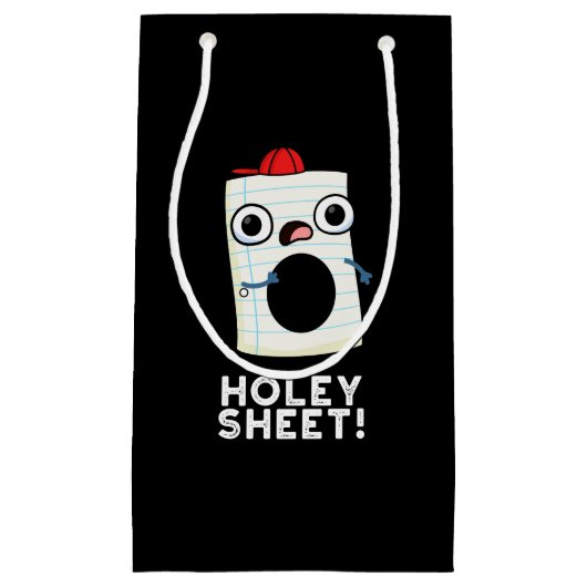 Holey Sheet Funny Paper Pun Dark BG Klein Cadeauzakje (Voorkant)