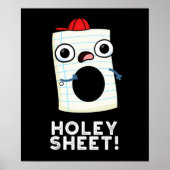 Holey Sheet Funny Paper Pun Dark BG Poster (Voorkant)