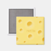 Holey Swiss Cheese Personalized Yellow Cheesy Magneet (Voorkant / Achterkant)