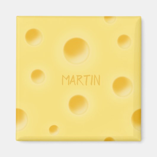 Holey Swiss Cheese Personalized Yellow Cheesy Magneet (Voorkant)