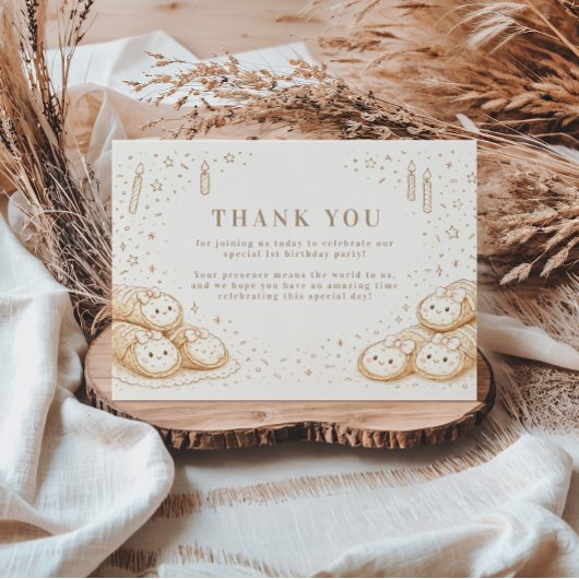 Holi Cannoli Sweet Bakery 1st Birthday Bedankkaart