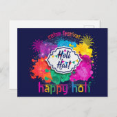 Holi Colorful Paint & Fireworks Briefkaart (Voorkant / Achterkant)