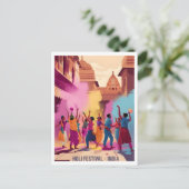 Holi Festival aan de Vintage van India Briefkaart (Staand voorkant)